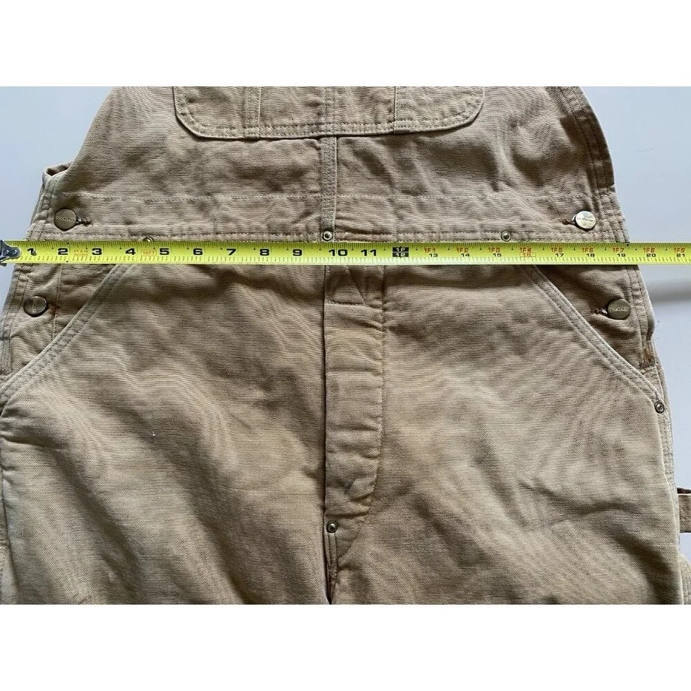 Carhartt Overalls Mens 38x29 Brown Quilted Lined Workwear Double Knee Distressed - Picture 11 of 14